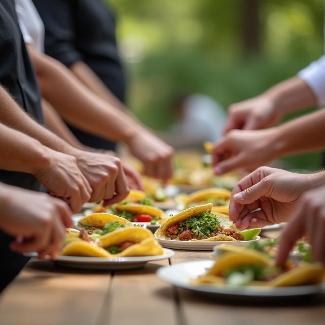 Urban Bites chefs plating tacos at an outdoor event