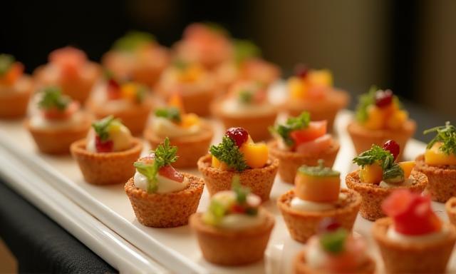 Elegant canapé catering at corporate gala